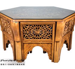 میز و صندلی ناهار خوری چوبی سنتی گره چینی مشبک
