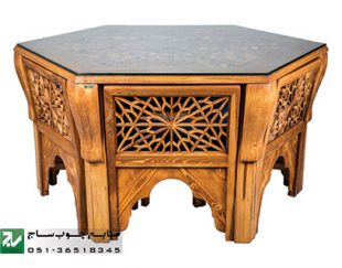 میز و صندلی ناهار خوری چوبی سنتی گره چینی مشبک